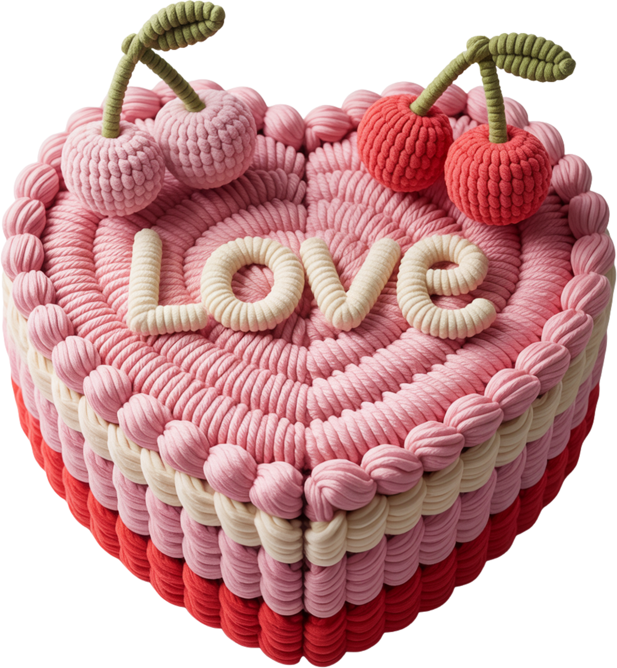 Faux Yarn Cherry Love Cake - Valentines Day Ready to Press DTF Transfer