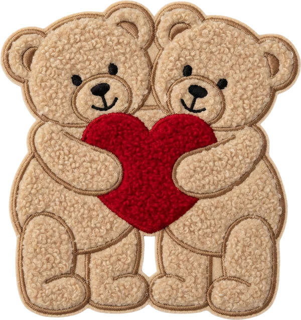 Faux Yarn Crochet Valentine Heart Teddy Bear Hug - Valentines Day Ready to Press DTF Transfer