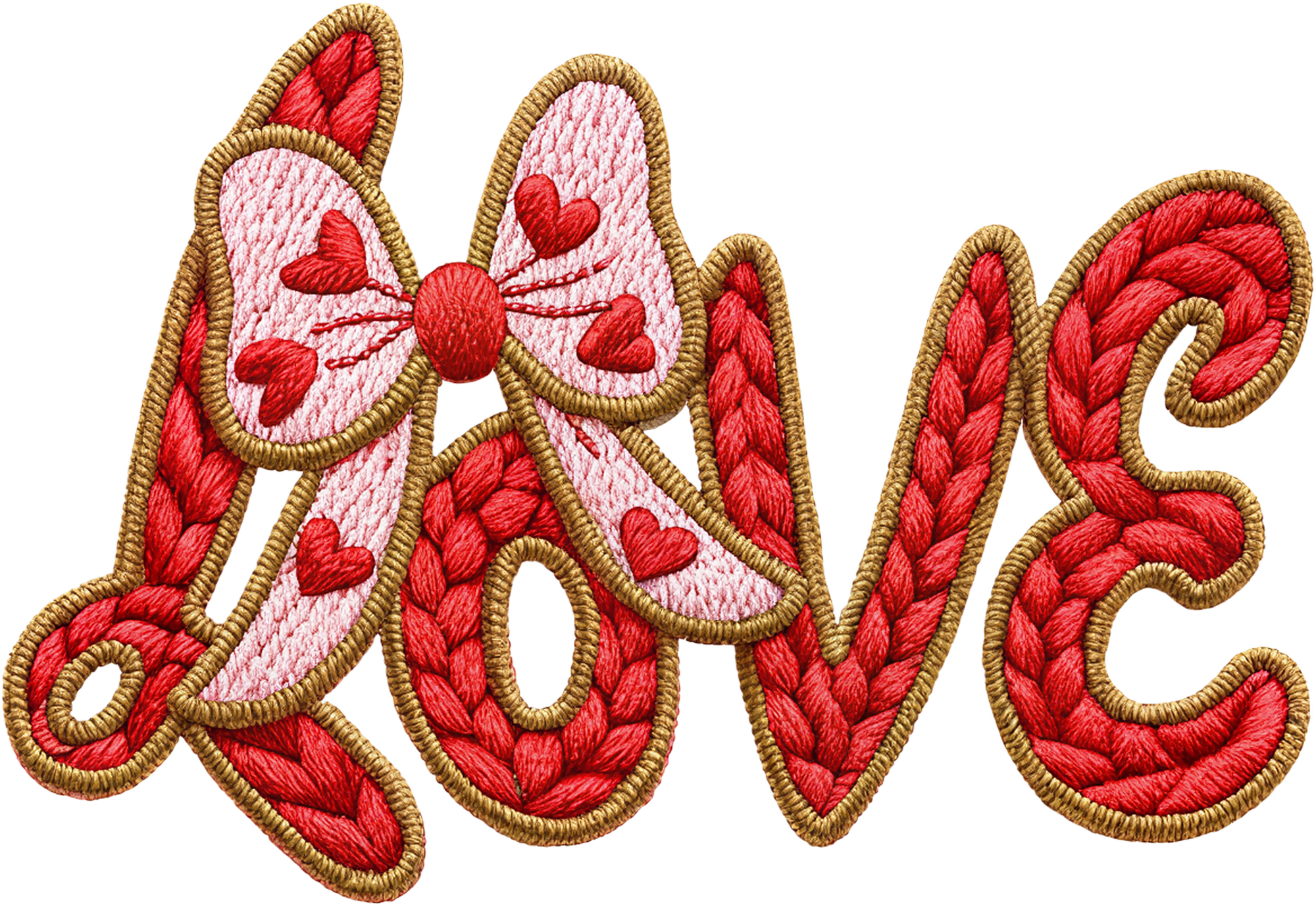 Faux Yarn Valentine Bow Love - Valentines Day Ready to Press DTF Transfer