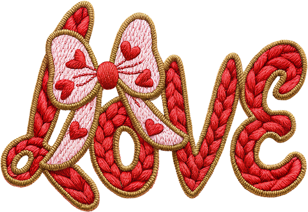 Faux Yarn Valentine Bow Love - Valentines Day Ready to Press DTF Transfer