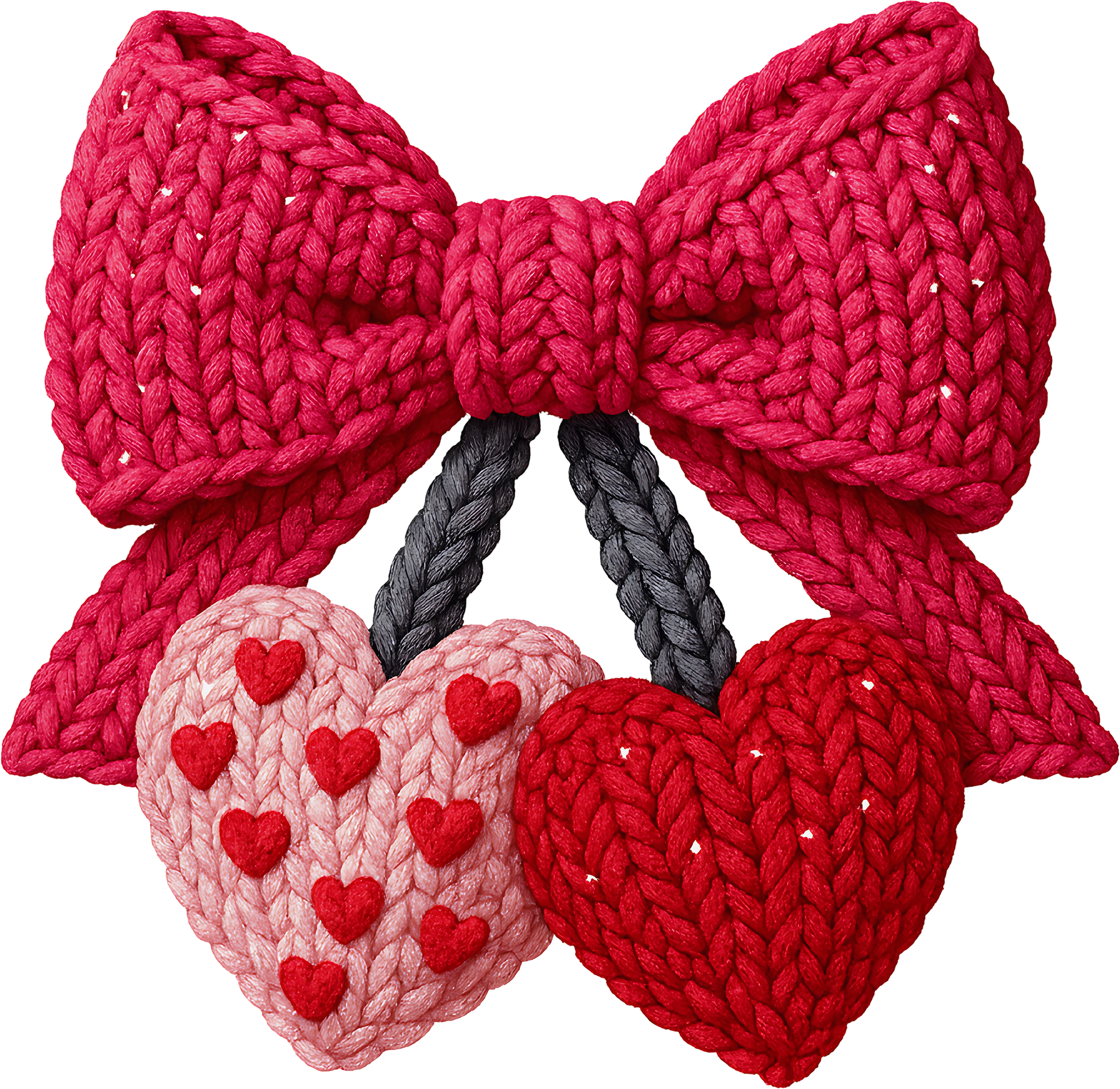 Faux Yarn Coquette Cherry Valentine - Valentines Day Ready to Press DTF Transfer