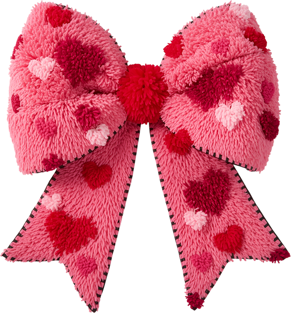 Faux Yarn Valentine Pink Bow - Valentines Day Ready to Press DTF Transfer