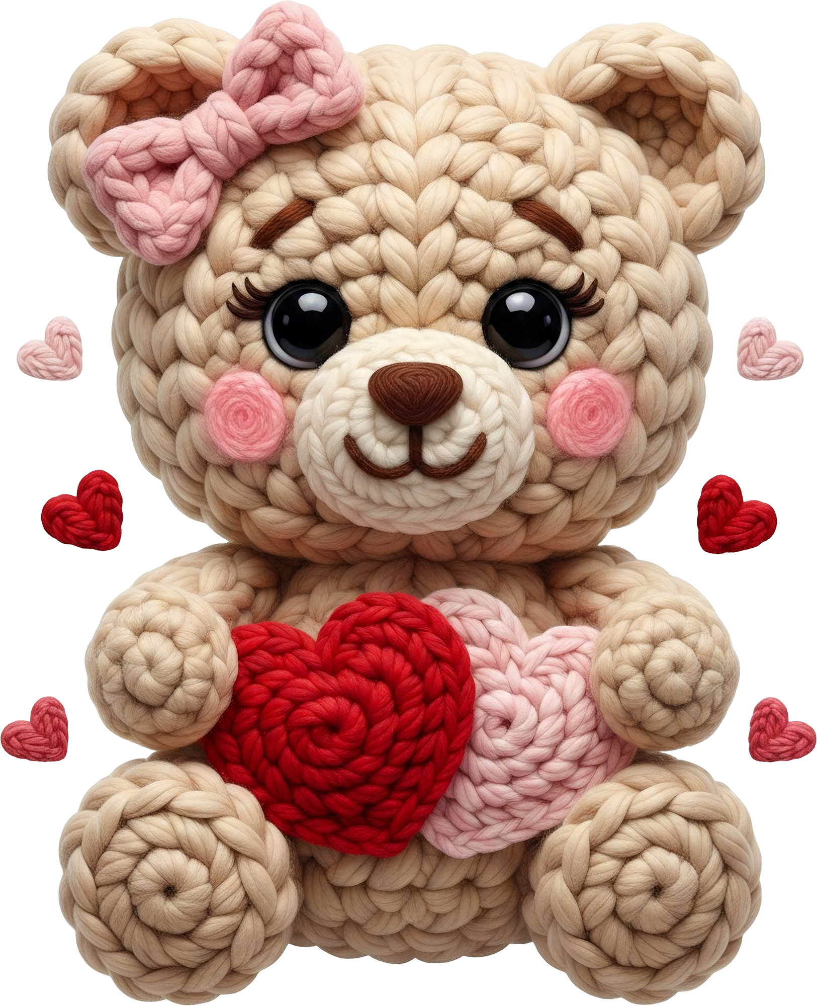 Faux Yarn Valentine Teddy Bear - Valentines Day Ready to Press DTF Transfer