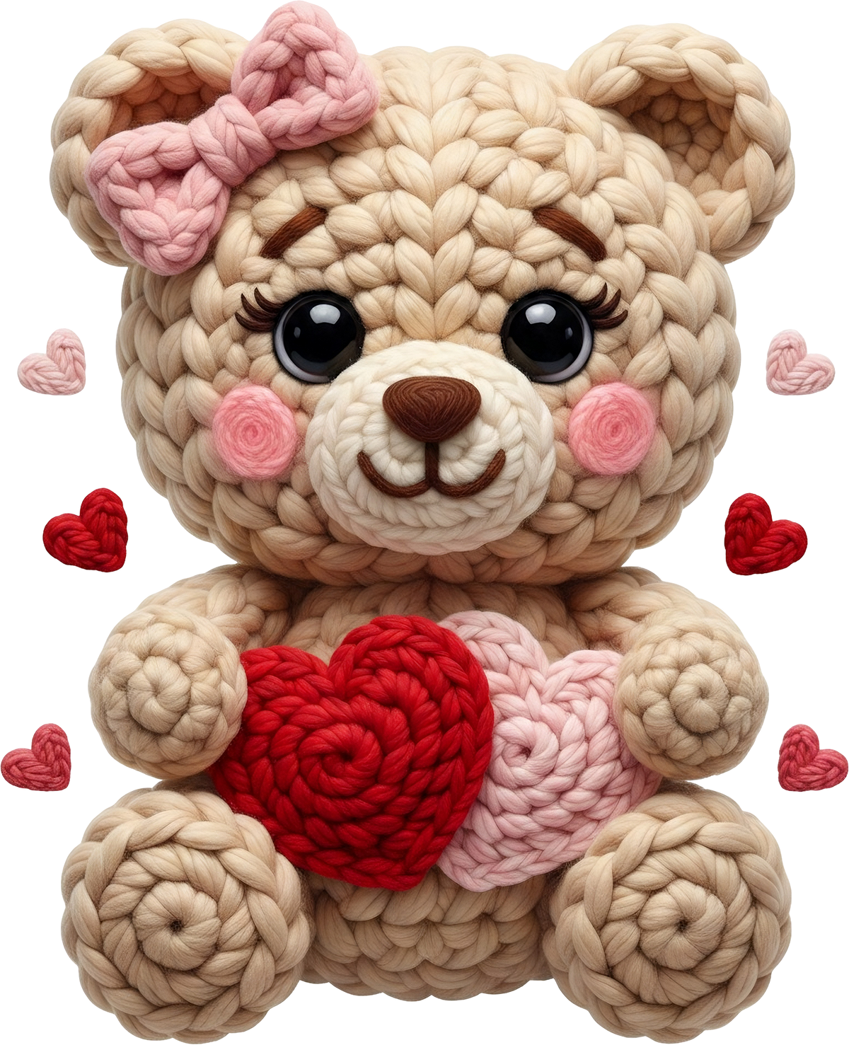 Faux Yarn Valentine Teddy Bear - Valentines Day Ready to Press DTF Transfer