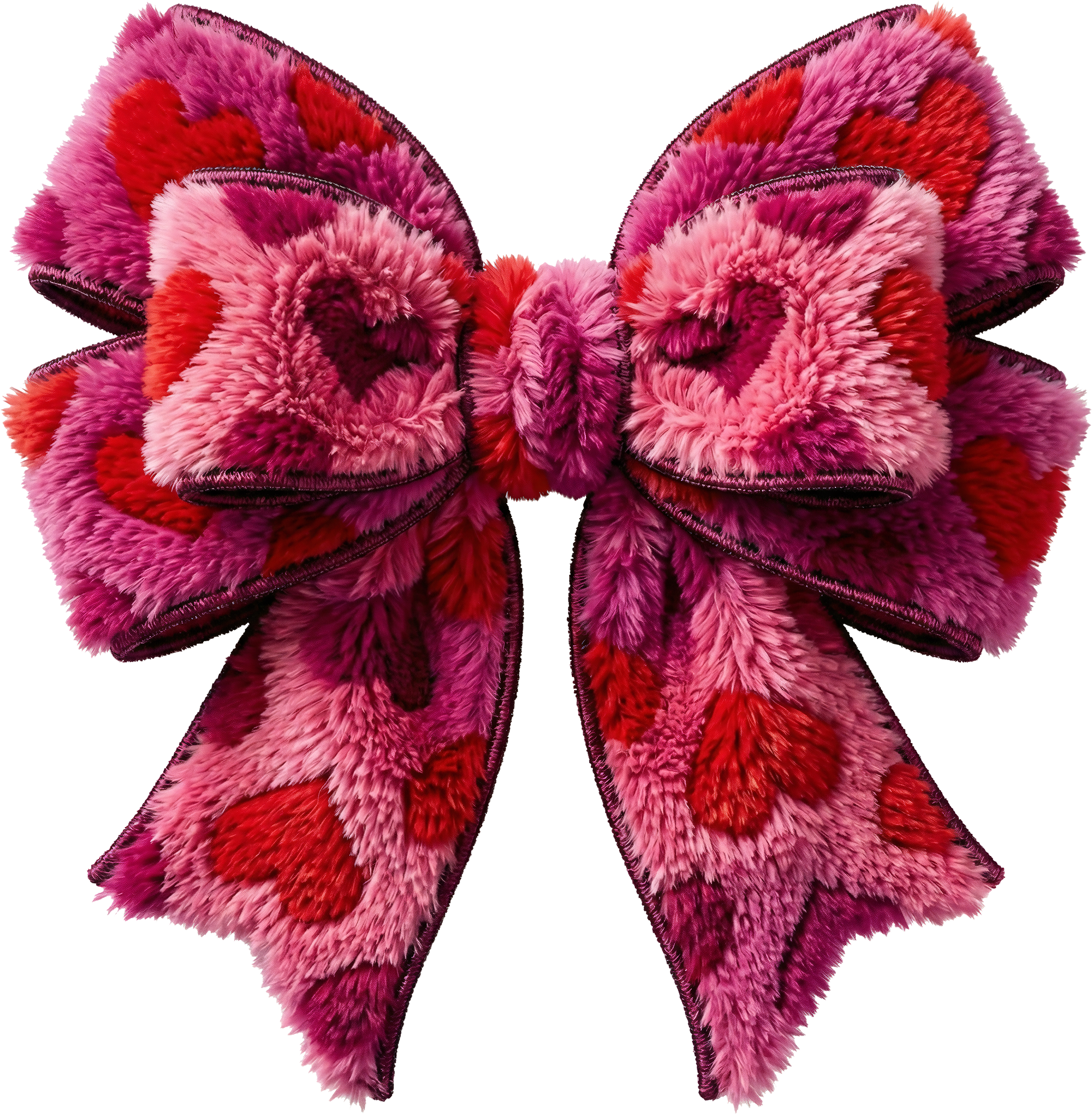 Faux Yarn Valentine Pink Heart Bow - Valentines Day Ready to Press DTF Transfer