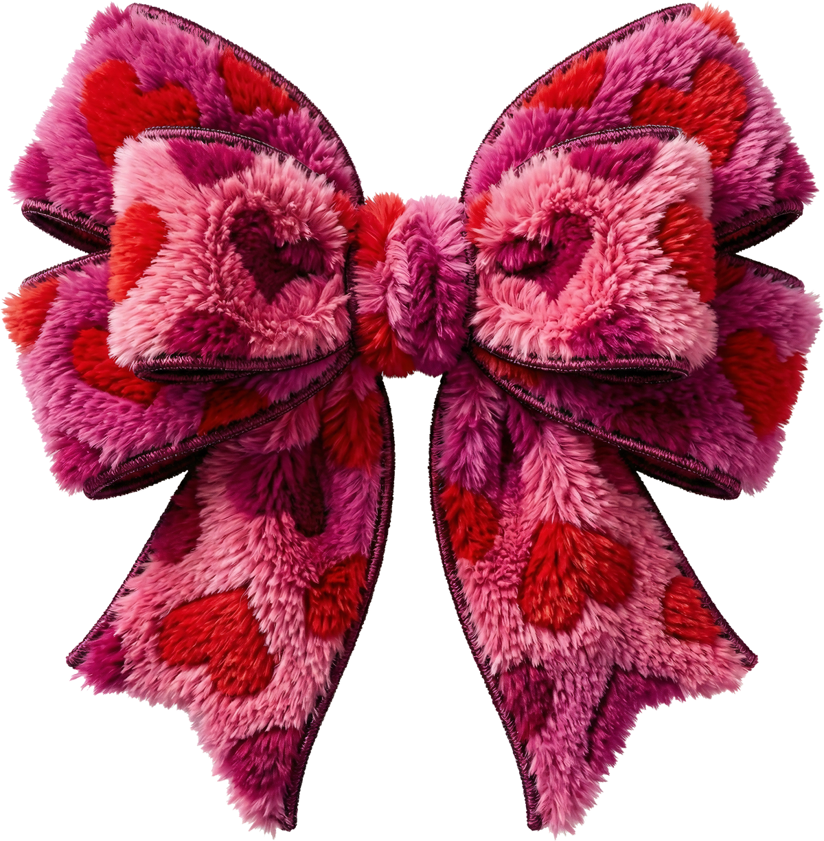 Faux Yarn Valentine Pink Heart Bow - Valentines Day Ready to Press DTF Transfer