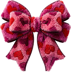 Faux Yarn Valentine Pink Heart Bow - Valentines Day Ready to Press DTF Transfer