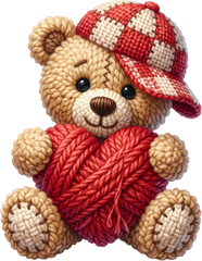 Faux Yarn Valentine Teddy Bear - Valentines Day Ready to Press DTF Transfer