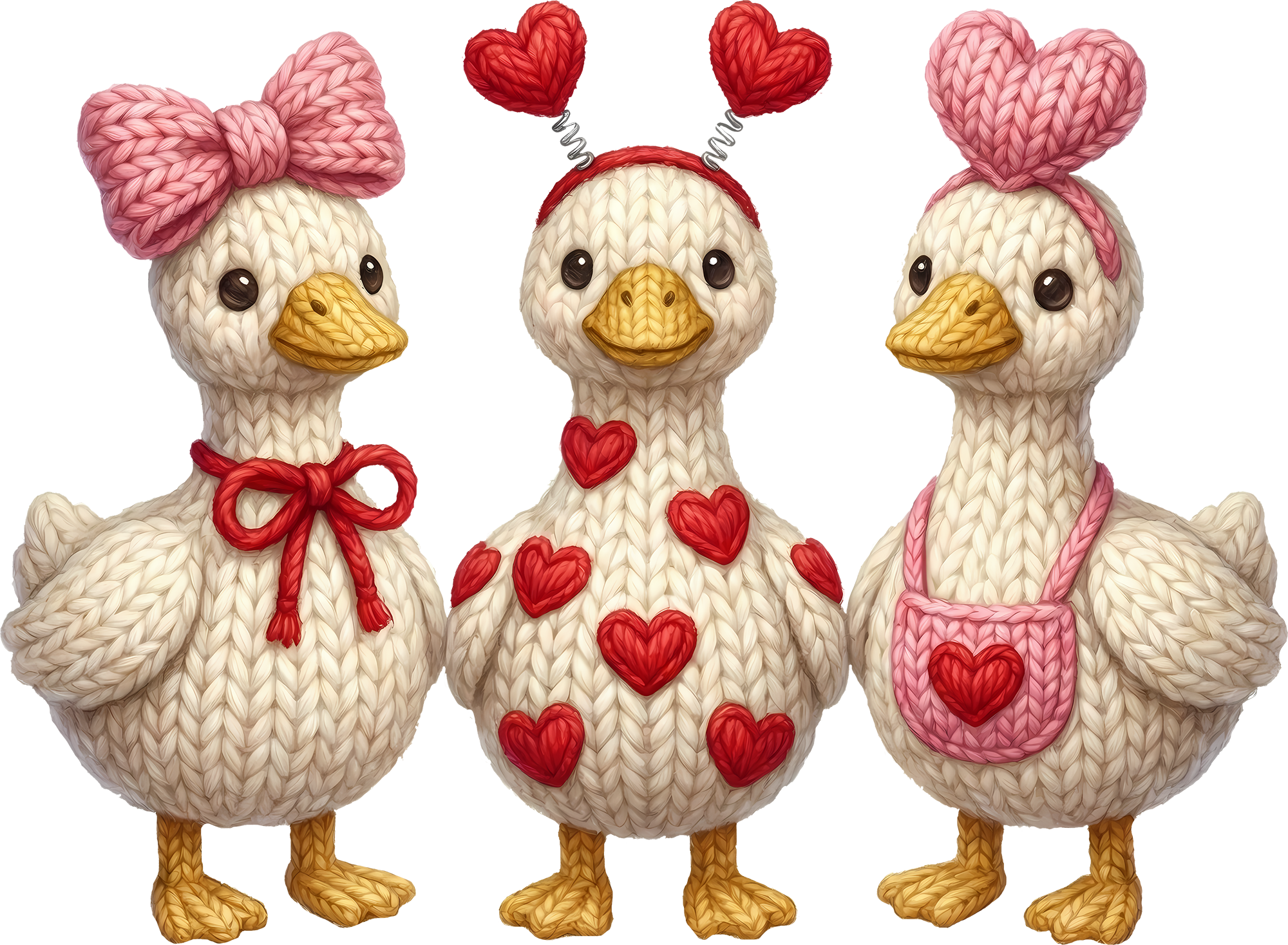 Faux Yarn Valentine Goose - Valentines Day Ready to Press DTF Transfer