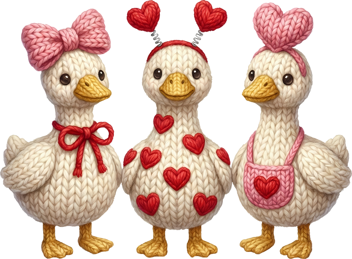Faux Yarn Valentine Goose - Valentines Day Ready to Press DTF Transfer