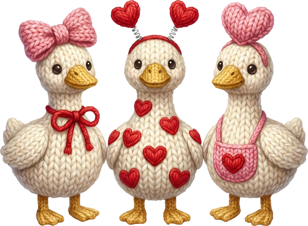 Faux Yarn Valentine Goose - Valentines Day Ready to Press DTF Transfer