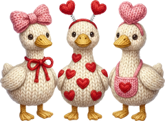 Faux Yarn Valentine Goose - Valentines Day Ready to Press DTF Transfer