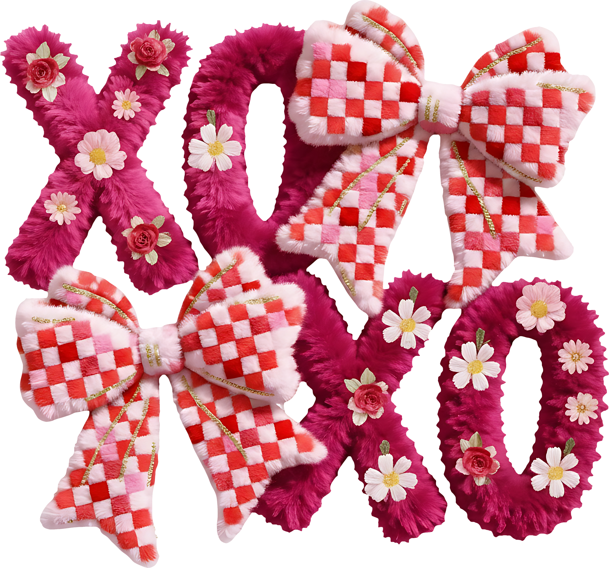 Faux Yarn Valentine Bow Xoxo - Valentines Day Ready to Press DTF Transfer