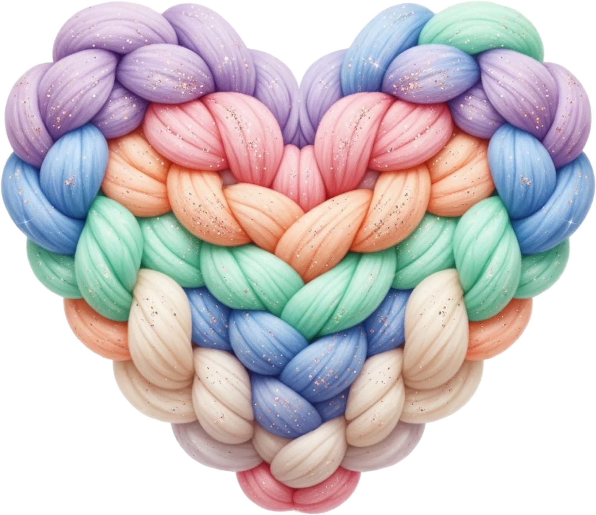 Faux Yarn Valentine Pastel Colorful Heart - Valentines Day Ready to Press DTF Transfer