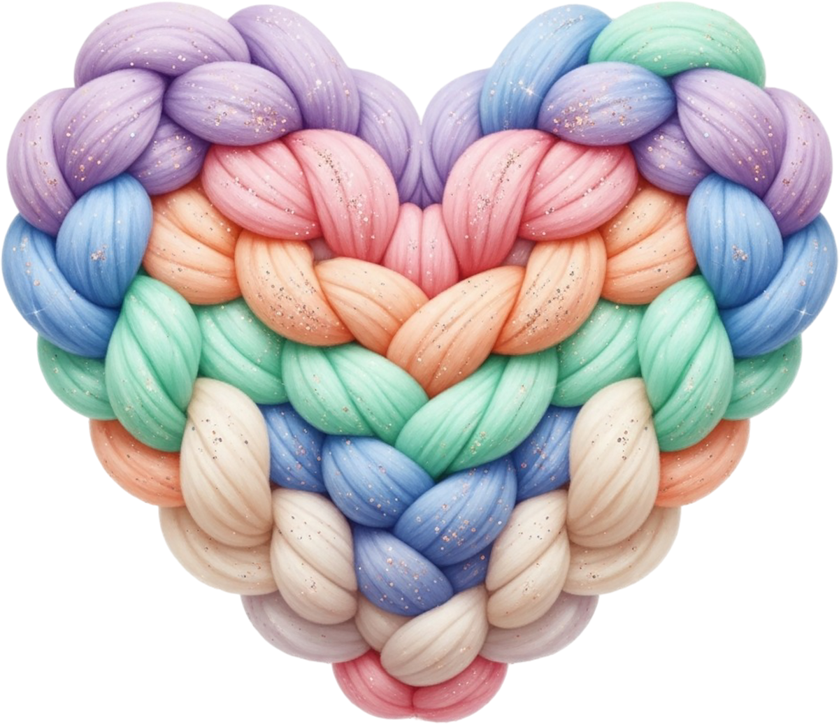 Faux Yarn Valentine Pastel Colorful Heart - Valentines Day Ready to Press DTF Transfer