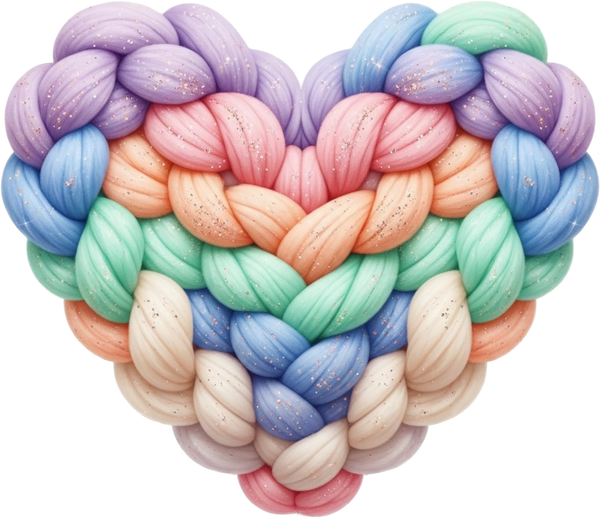 Faux Yarn Valentine Pastel Colorful Heart - Valentines Day Ready to Press DTF Transfer