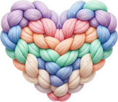 Faux Yarn Valentine Pastel Colorful Heart - Valentines Day Ready to Press DTF Transfer