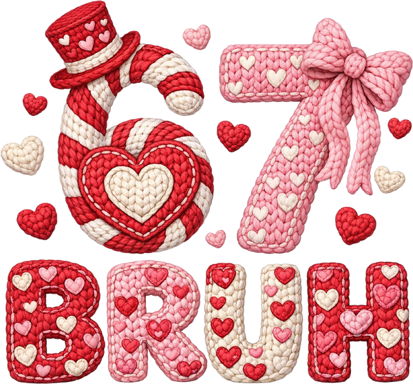 Faux Yarn Valentine 67 Bruh - Valentines Day Ready to Press DTF Transfer