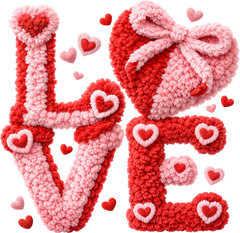 Faux Yarn Crochet Bow Heart Love - Valentines Day Ready to Press DTF Transfer