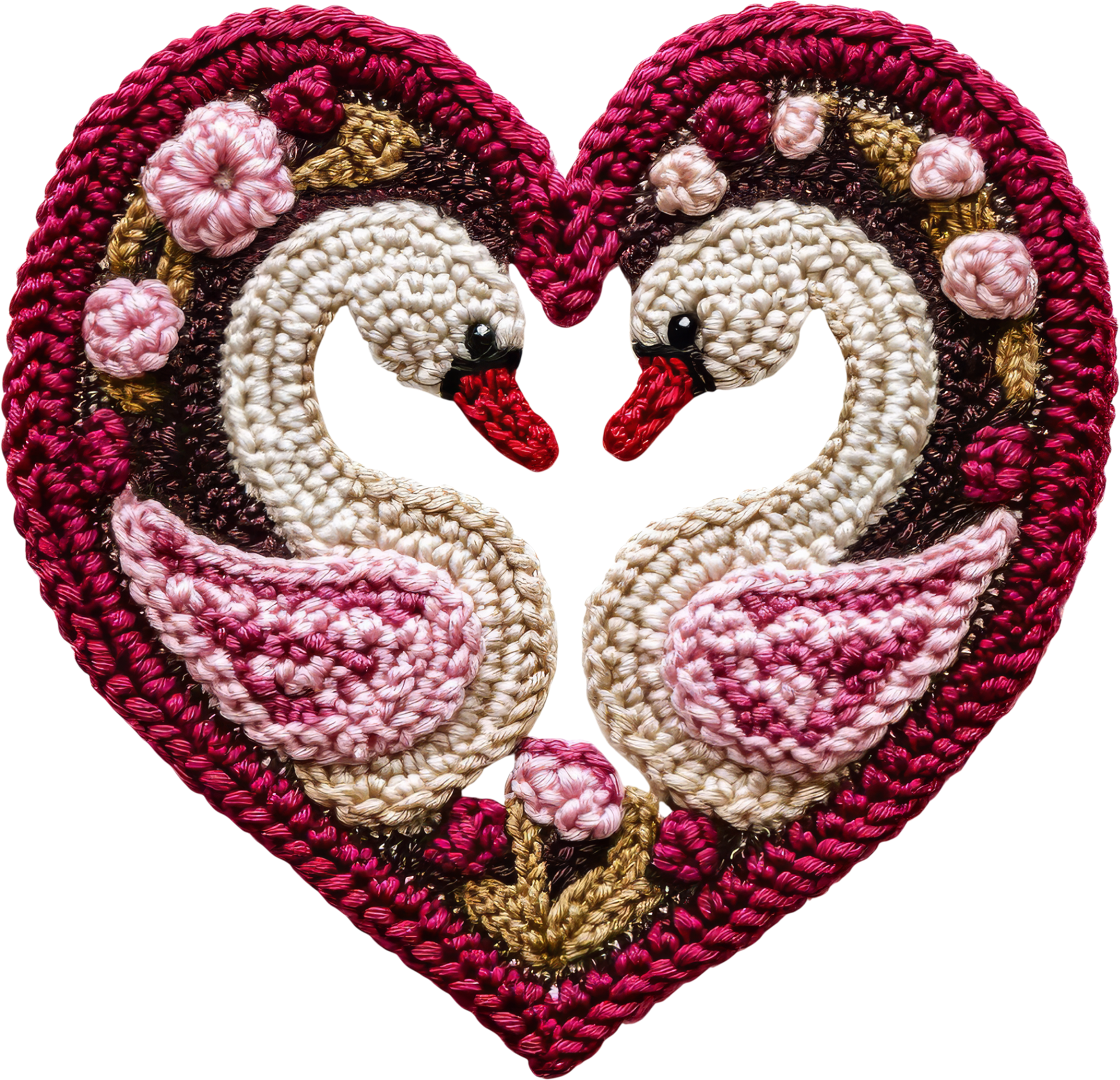 Faux Yarn Crochet Valentine Swan - Valentines Day Ready to Press DTF Transfer