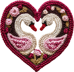 Faux Yarn Crochet Valentine Swan - Valentines Day Ready to Press DTF Transfer