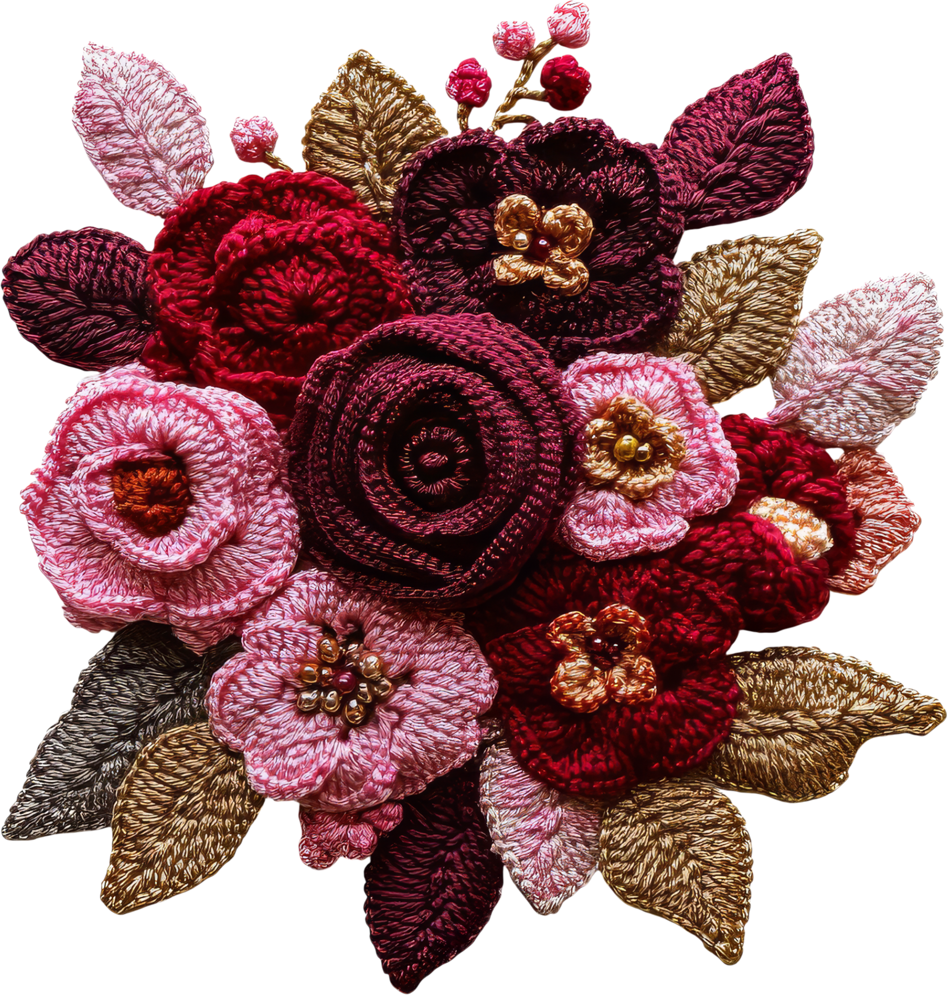 Faux Yarn Valentine Flowers - Valentines Day Ready to Press DTF Transfer