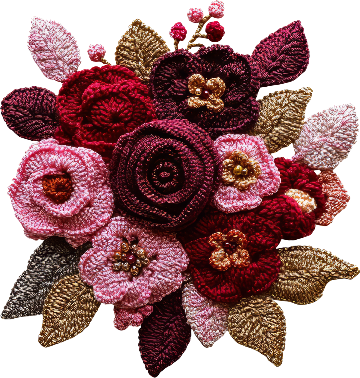 Faux Yarn Valentine Flowers - Valentines Day Ready to Press DTF Transfer