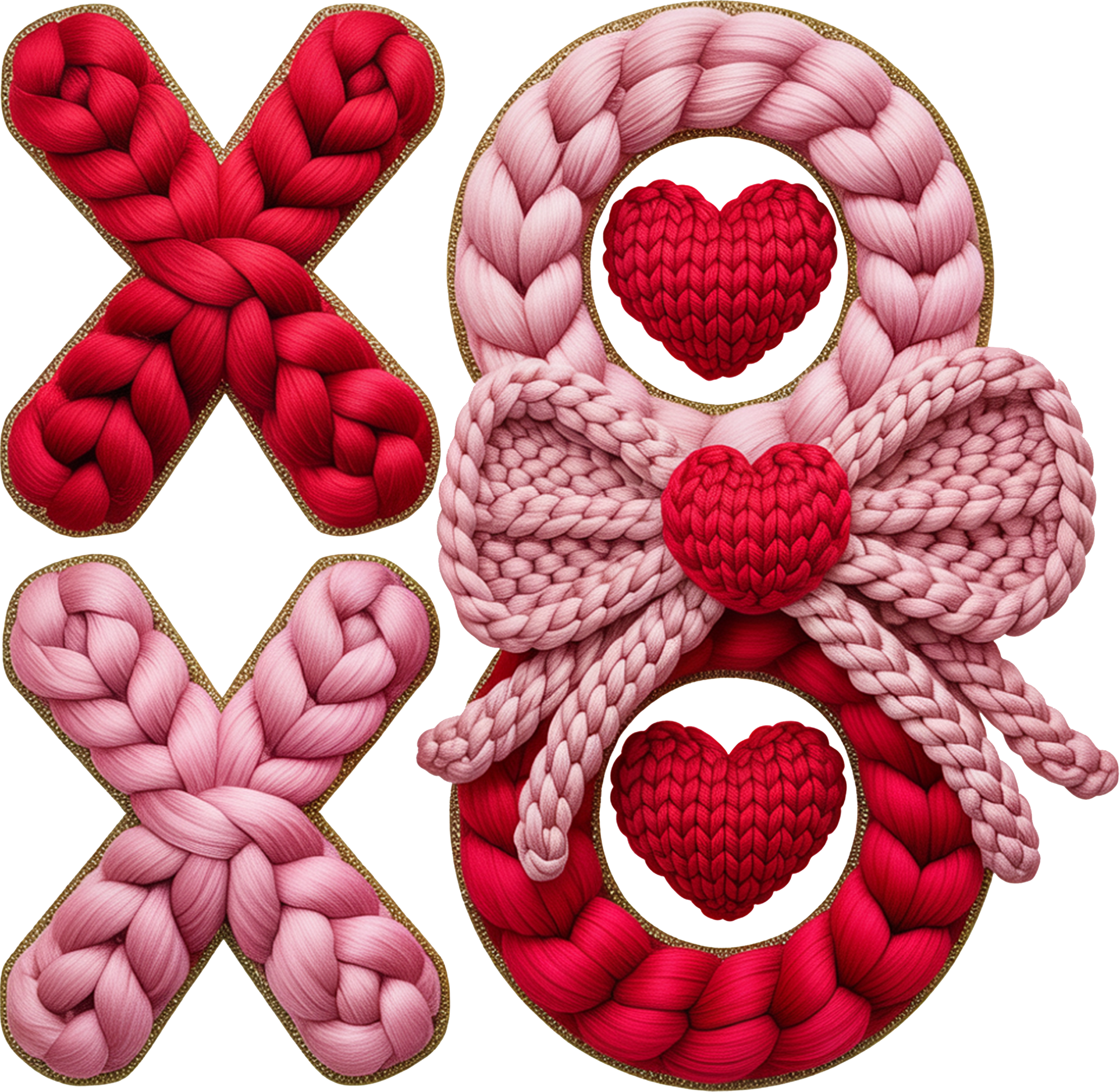 Faux Yarn Valentine Bow Xoxo - Valentines Day Ready to Press DTF Transfer