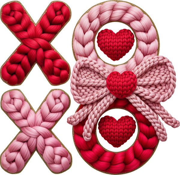 Faux Yarn Valentine Bow Xoxo - Valentines Day Ready to Press DTF Transfer