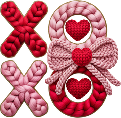 Faux Yarn Valentine Bow Xoxo - Valentines Day Ready to Press DTF Transfer