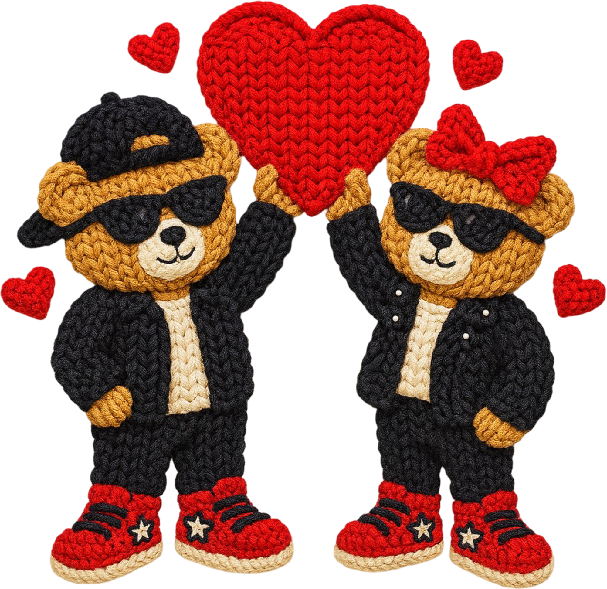 Faux Yarn Hip Hop Teddy Bear Valentine - Valentines Day Ready to Press DTF Transfer