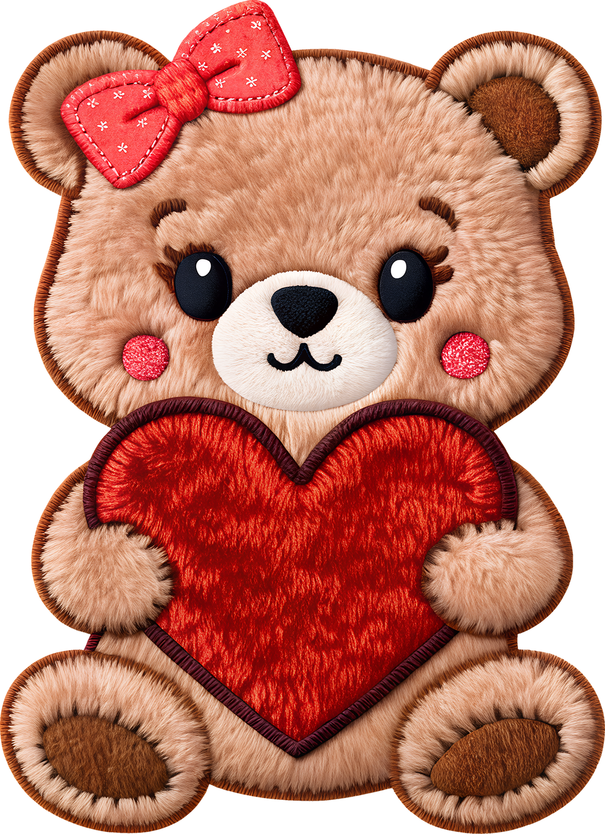 Faux Yarn Valentine Teddy Bear - Valentines Day Ready to Press DTF Transfer