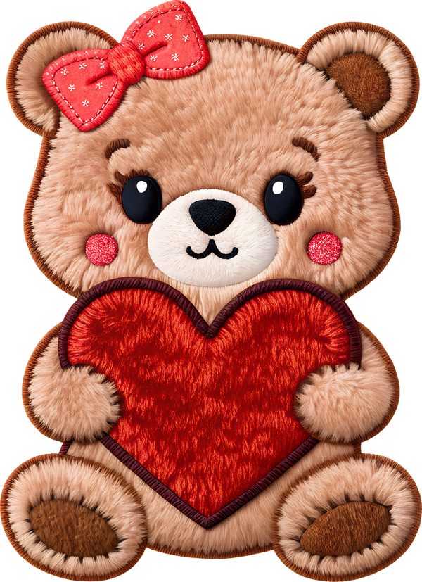 Faux Yarn Valentine Teddy Bear - Valentines Day Ready to Press DTF Transfer