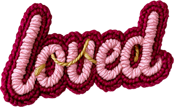 Faux Yarn Crochet Valentine Loved - Valentines Day Ready to Press DTF Transfer