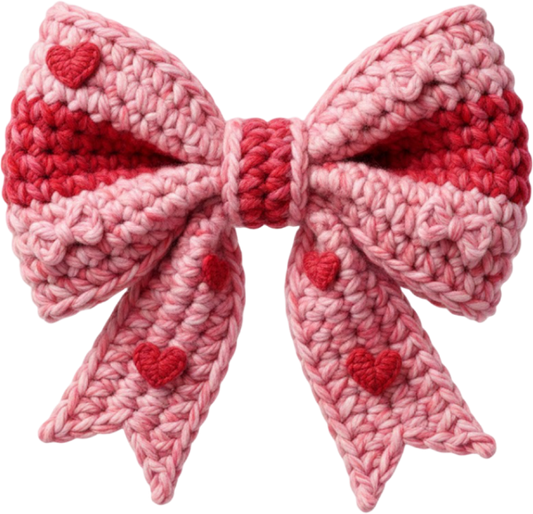 Faux Yarn Valentine Bow - Valentines Day Ready to Press DTF Transfer