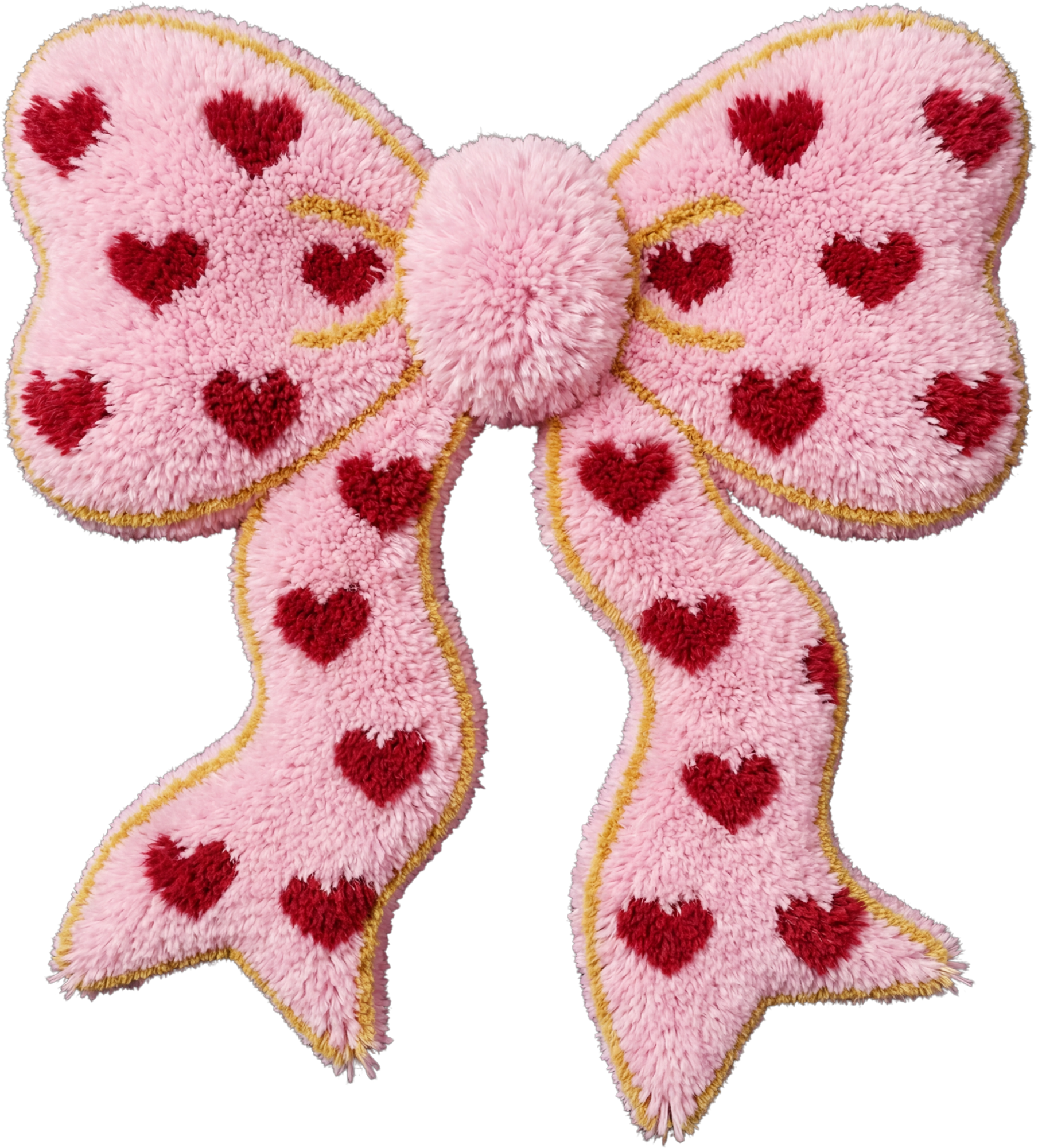 Faux Yarn Valentine Red Heart Pink Bow - Valentines Day Ready to Press DTF Transfer