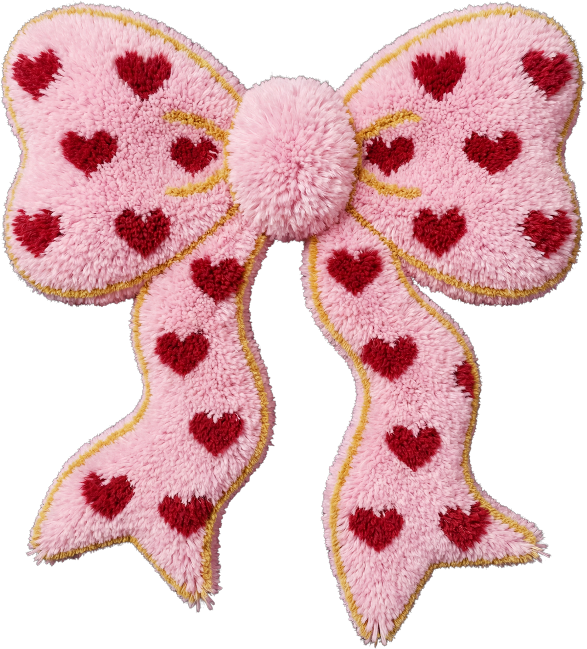 Faux Yarn Valentine Red Heart Pink Bow - Valentines Day Ready to Press DTF Transfer