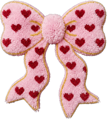 Faux Yarn Valentine Red Heart Pink Bow - Valentines Day Ready to Press DTF Transfer