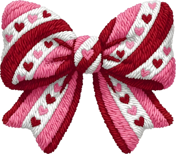 Faux Yarn Valentine Couquette Bow - Valentines Day Ready to Press DTF Transfer