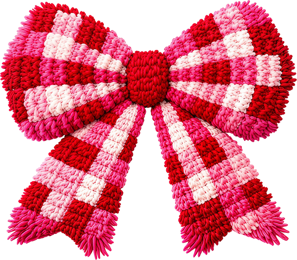Faux Yarn Valentine Couquette Bow - Valentines Day Ready to Press DTF Transfer