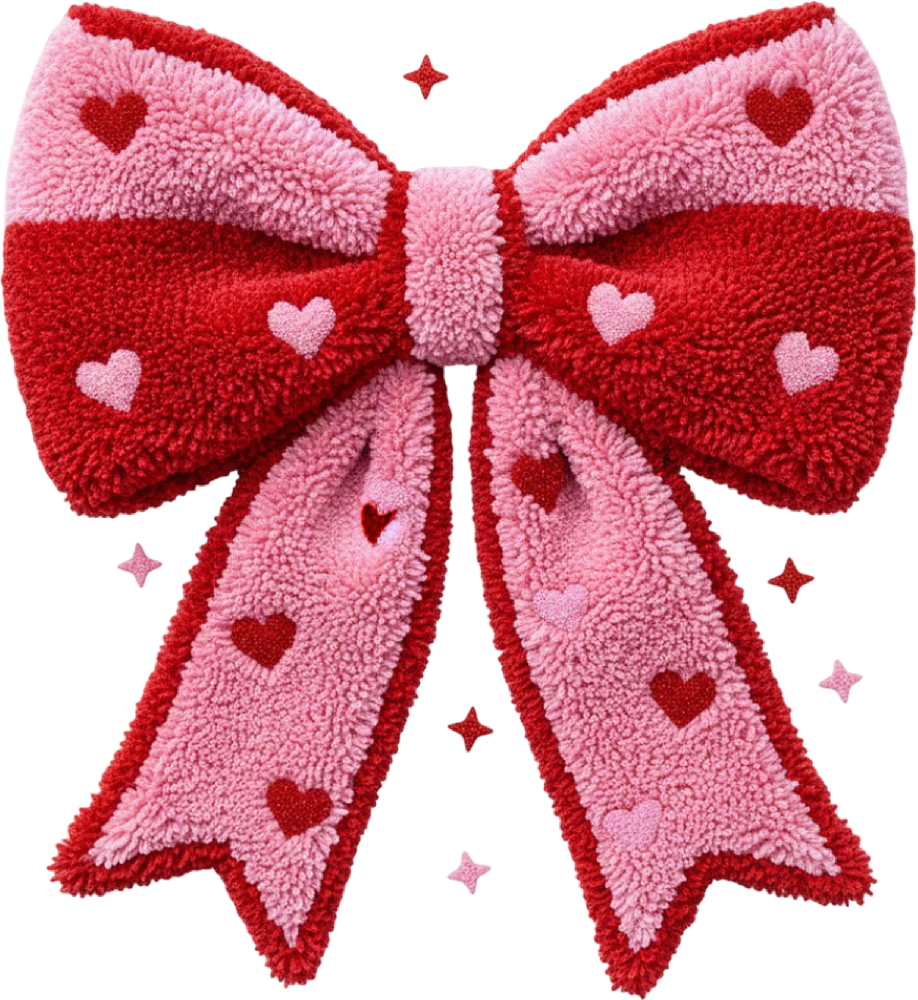 Latch Hook Yarn Valentine Bow - Valentines Day Ready to Press DTF Transfer