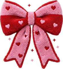 Latch Hook Yarn Valentine Bow - Valentines Day Ready to Press DTF Transfer