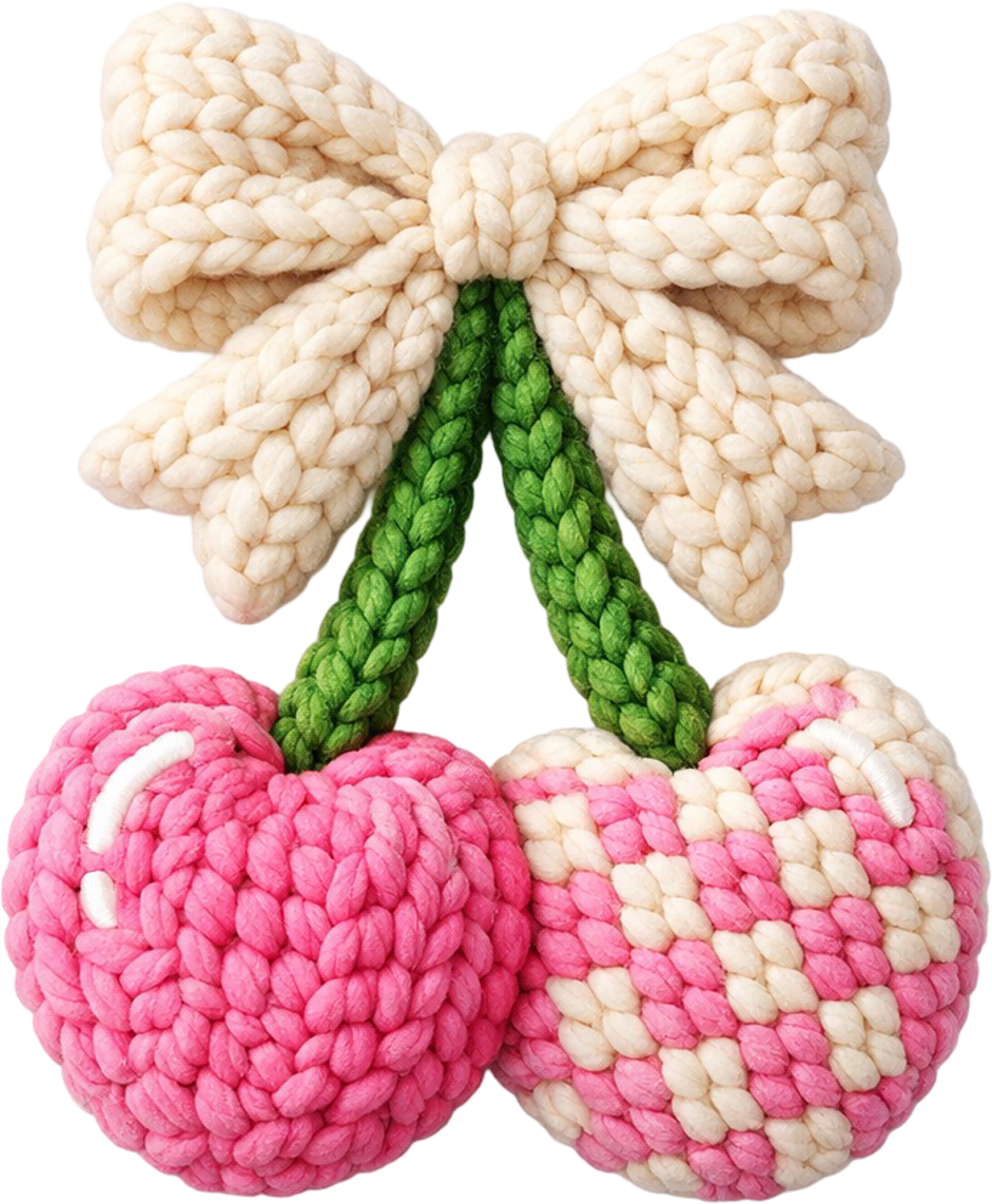 Faux Latch Hook Cherry - Valentines Day Ready to Press DTF Transfer