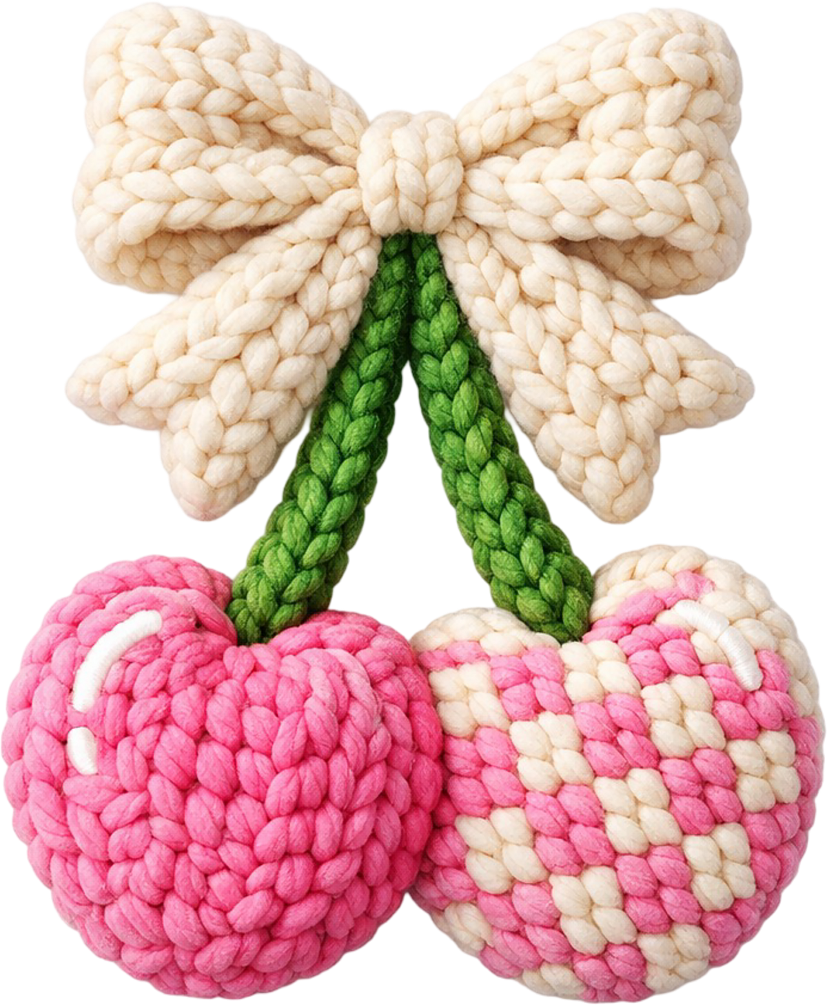 Faux Latch Hook Cherry - Valentines Day Ready to Press DTF Transfer