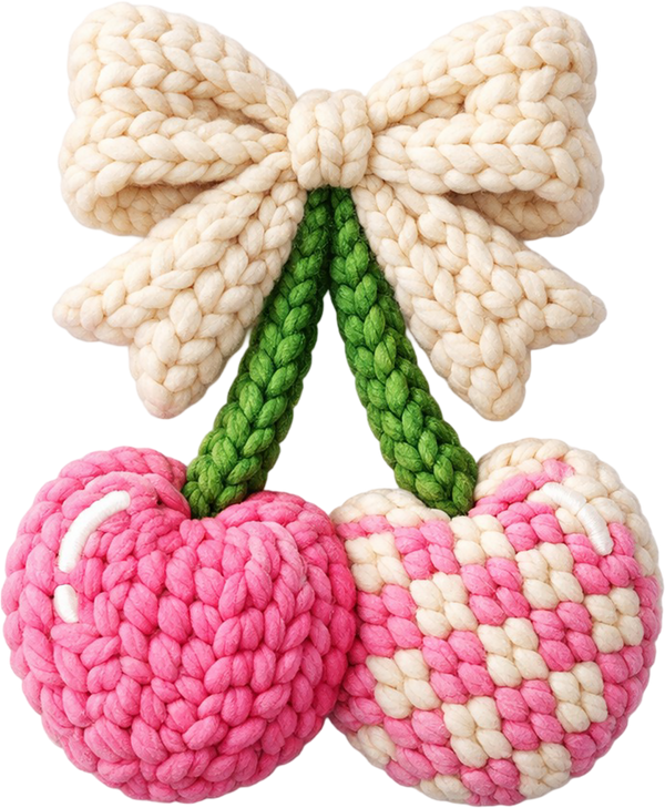 Faux Latch Hook Cherry - Valentines Day Ready to Press DTF Transfer