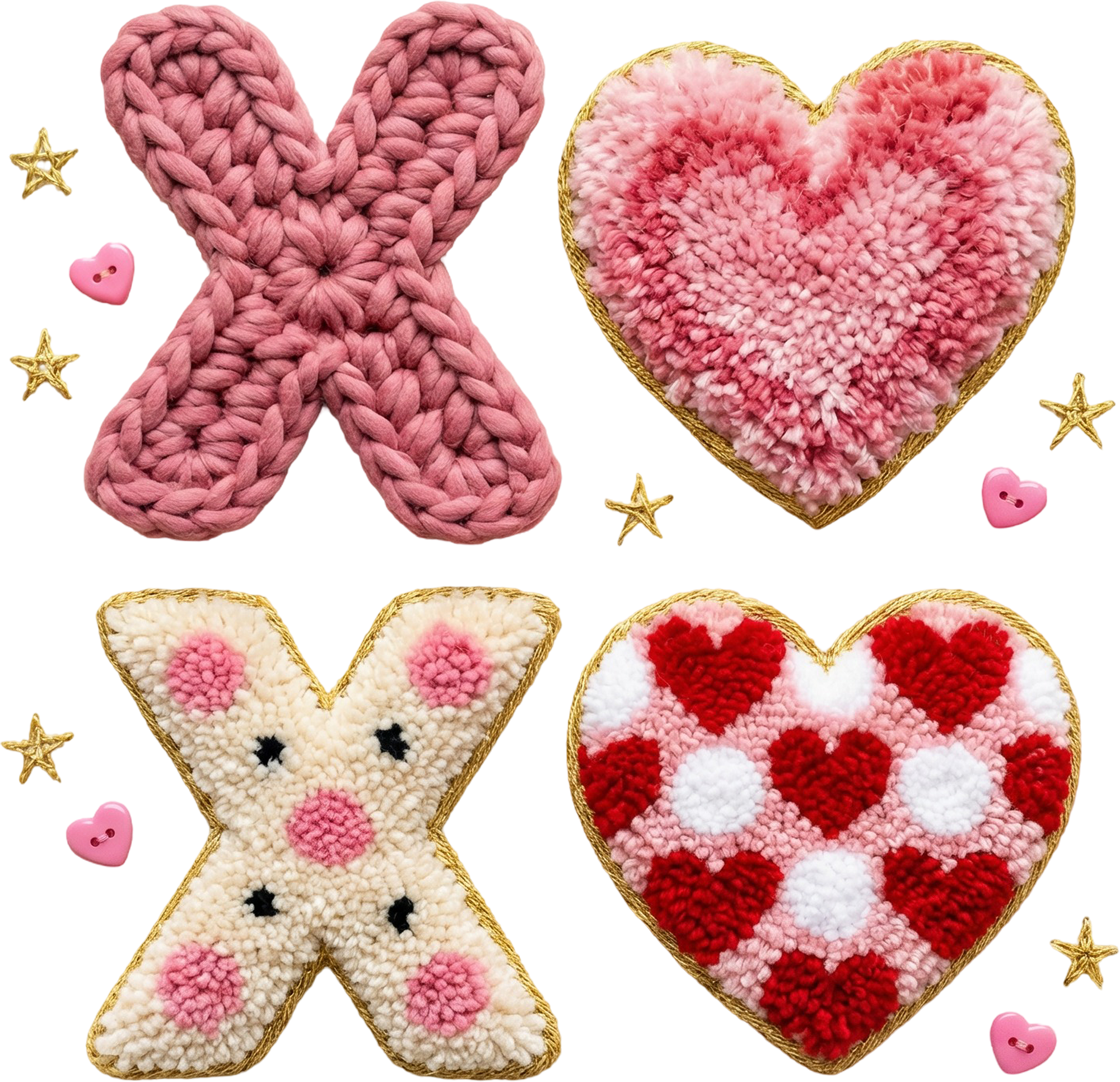 Faux Yarn Crochet Valentine Heart Xoxo - Valentines Days Ready to Press DTF Transfer