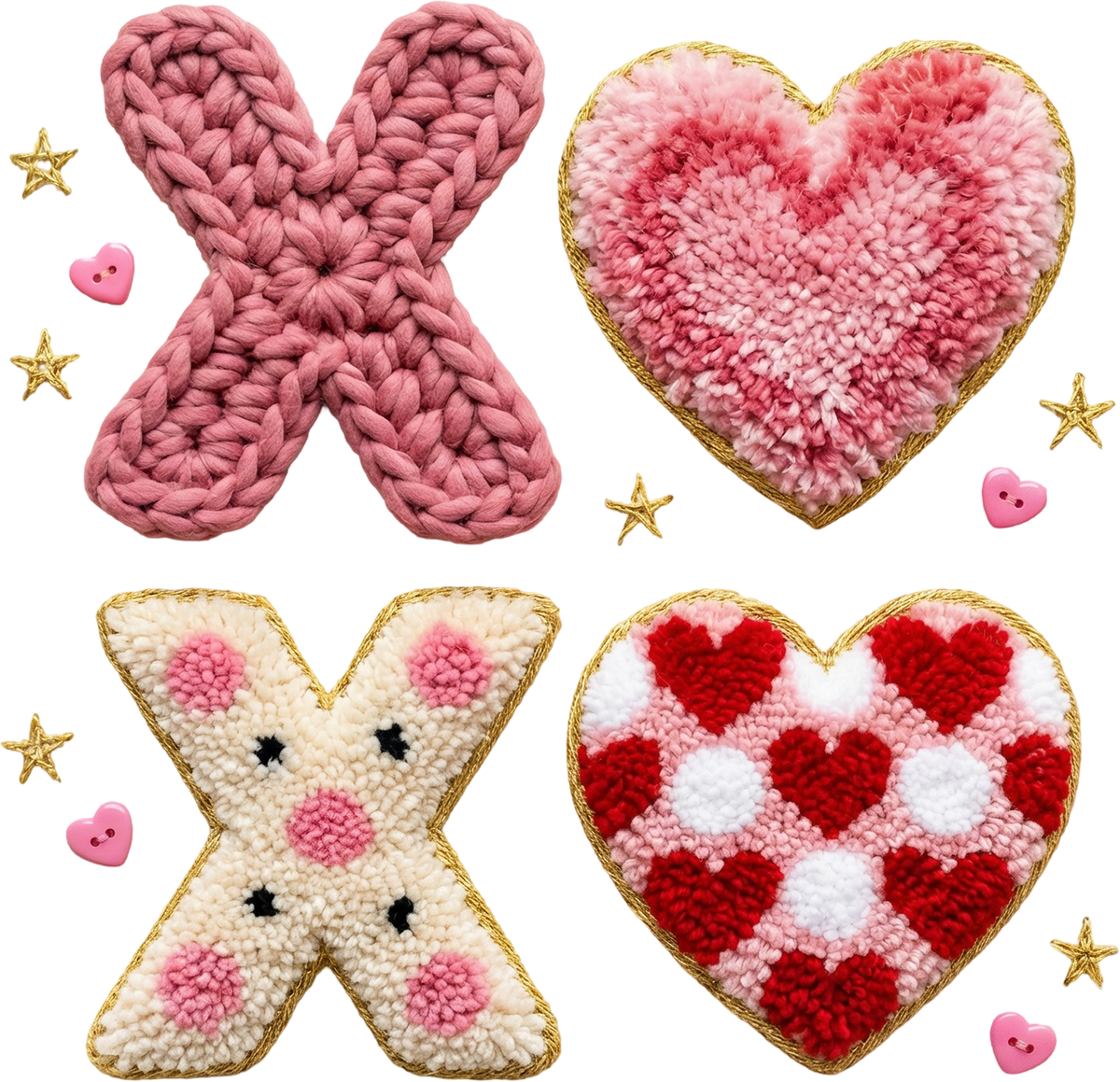 Faux Yarn Crochet Valentine Heart Xoxo - Valentines Days Ready to Press DTF Transfer