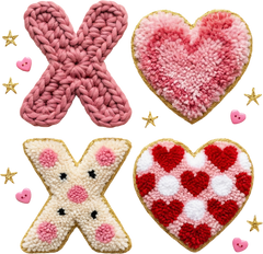 Faux Yarn Crochet Valentine Heart Xoxo - Valentines Days Ready to Press DTF Transfer
