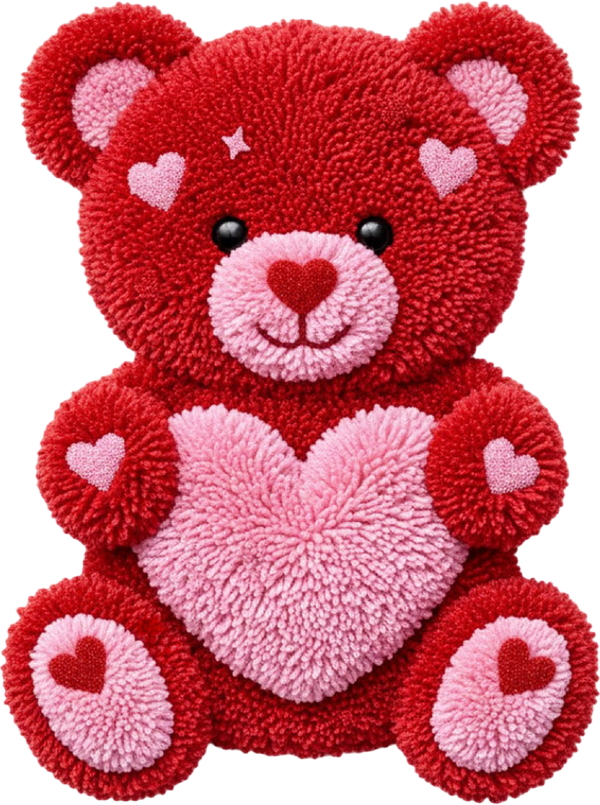 Latch Hook Valentine Teddy Bear - Valentines Day Ready to Press DTF Transfer