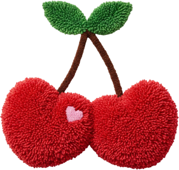 Latch Hook Valentine Cherry Hearts - Valentines Day Ready to Press DTF Transfer